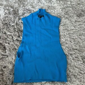 Blue Sleeveless Ribbed Top